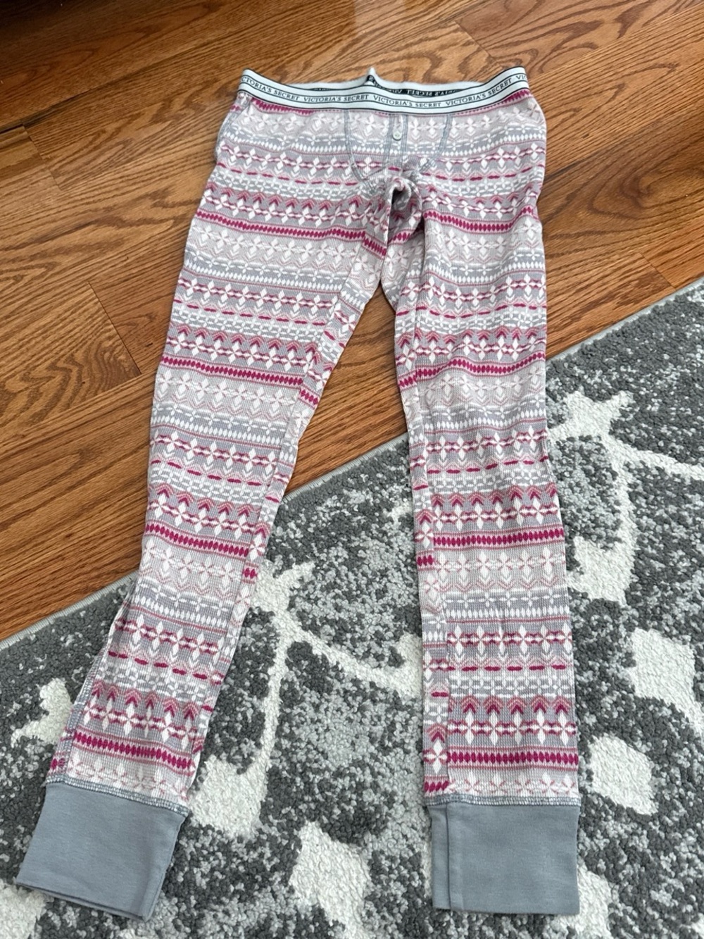 Victoria's Secret Gray & Pink Fair Isle Thermal Leggings